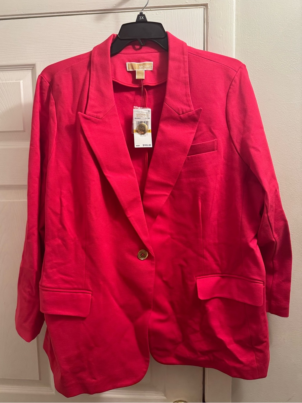 Michael Kors Hot Pink Single-Button Blazer Jacket - Classic Tailored Style